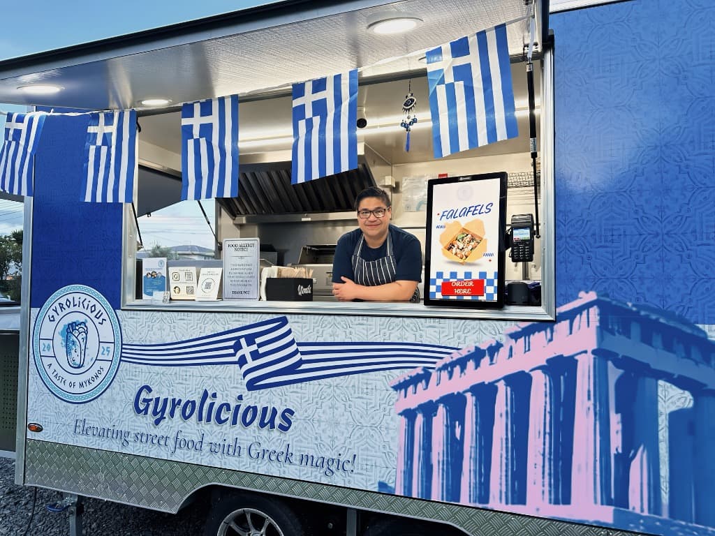 Greek food trailer in action Greek food trailer in action